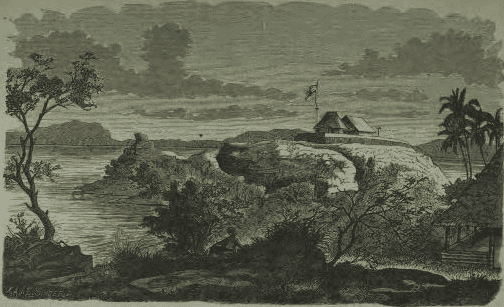 Illustration of Fort Tapanoeli on Poncan Ketek island, 1878